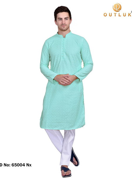 Green Colour Outluk Vol 65 Nx New Latest Mens Wear Kurta Pajama Collection 65004 NX